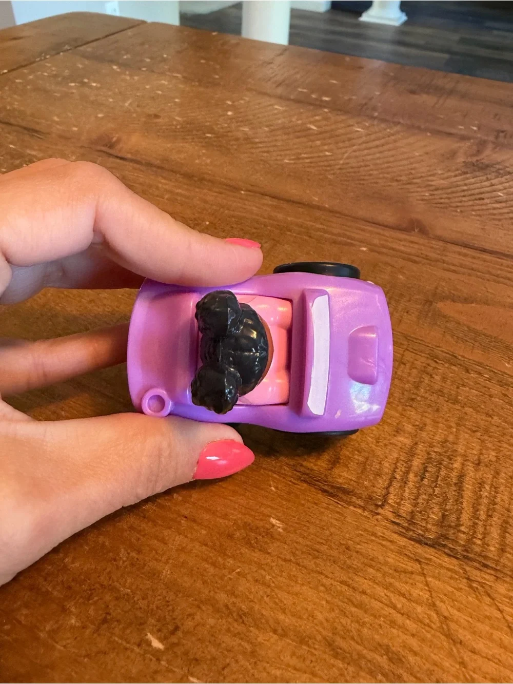 Fisher Price Little People Tessa purple car wheelie as is